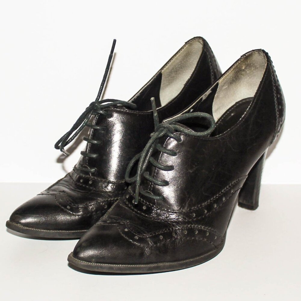Marc Fisher Black Lace Up Booties Heels